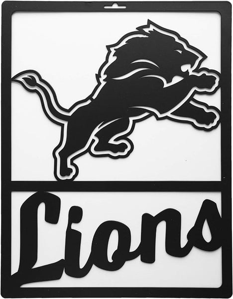 Littlearth NFL Detroit Lions Metal Team Sign, Black, 14" x 11"