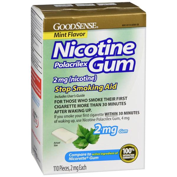 GoodSense Nicotine Gum 2 mg, Mint Flavor, 110 Pieces, Exp 03/2025