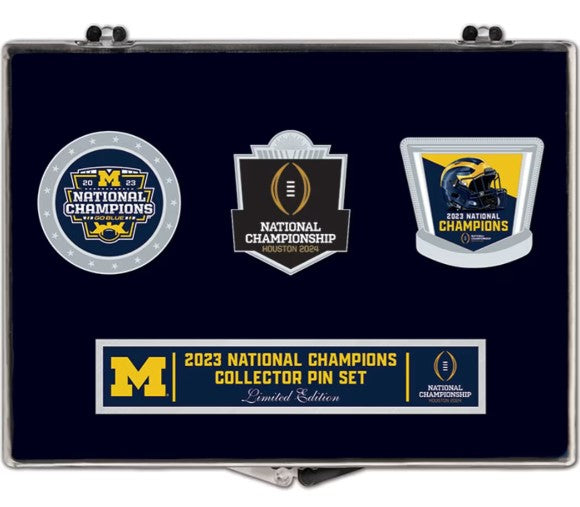 WinCraft University of Michigan Football 2023 National Champions 3 Piece Collector Pin Set